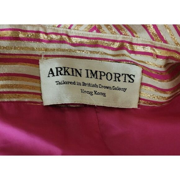 Vintage 60s Mod Coat Womens Size L Pink Gold Metallic Stripe - Picture 7 of 7